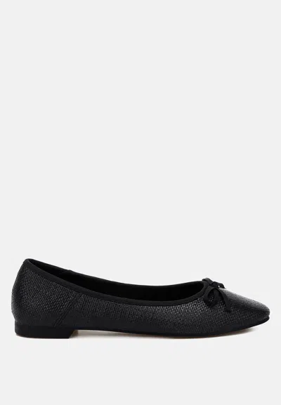 Rag & Co Paper Rings Raffia Ballet Flats In Black
