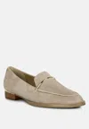 RAG & CO PAULINA TAUPE SUEDE SLIP-ON LOAFERS