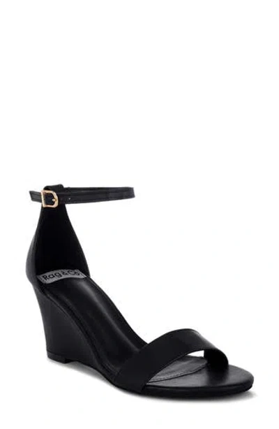 Rag & Co Pobora Wedge Sandal In Black
