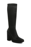 Rag & Co Presto Black Stretchable Satin Long Boot In Black