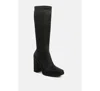 Rag & Co Presto Black Stretchable Satin Long Boot In Black