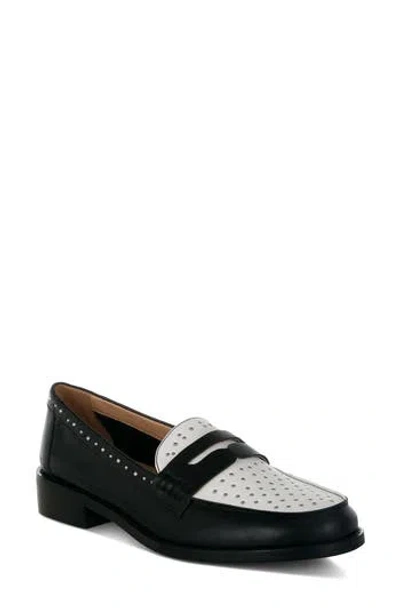 Rag & Co Women's Raisa Stud Embellished Penny Loafers In Black Off White