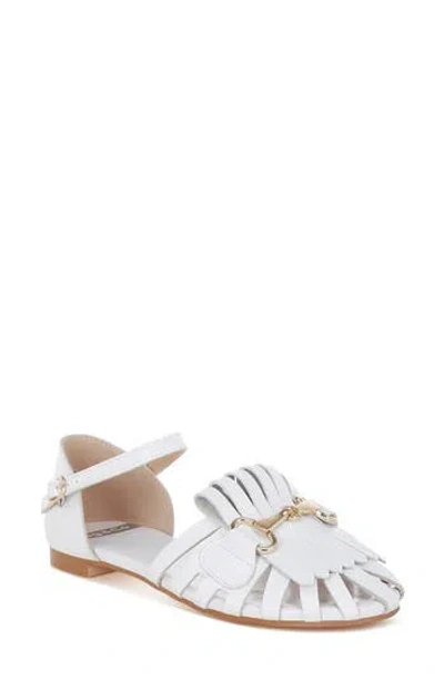 Rag & Co Women's Ramita Horsebit Fringe Flat Sandals White