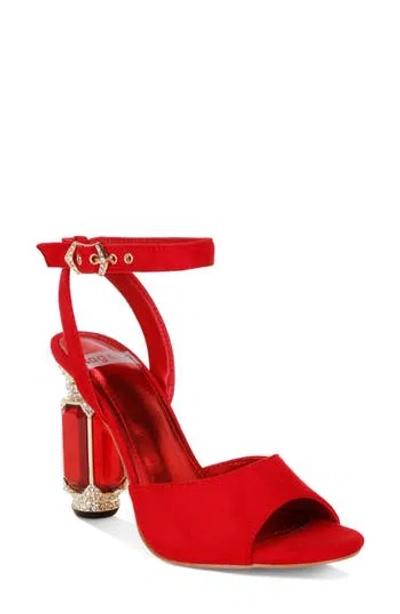 Rag & Co Raome Embellished Heel Sandal In Red