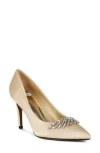 Rag & Co Rhodolia Diamente Brooch Pump In Gold