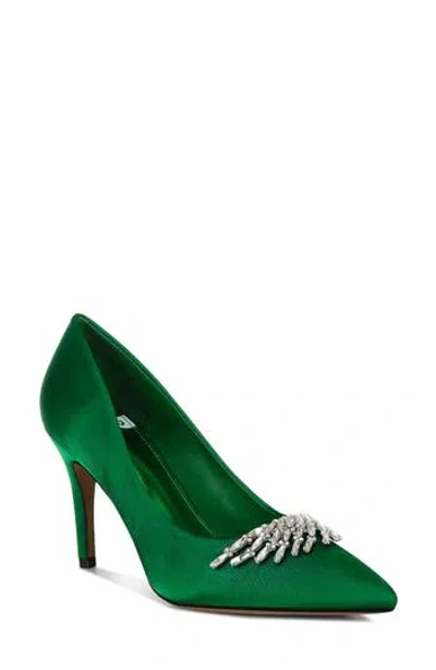 Rag & Co Rhodolia Diamente Brooch Pump In Green