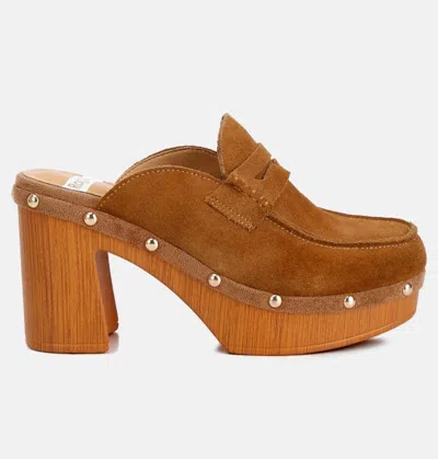 Rag & Co Riley Suede Platform Clogs In Tan In Brown