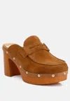 Rag & Co Riley Suede Platform Clogs In Tan In Brown