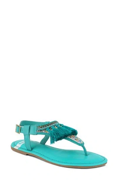 Rag & Co Women's Risha Genuine Leather Tassel Sandals In Green