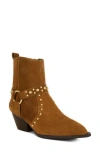 Rag & Co Women's Brown Rodeo Studded Real Suede Leather Ankle Boots In Taupe In Beige