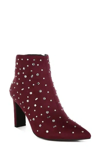 Rag & Co Sakura Rhinestone Bootie In Burgundy