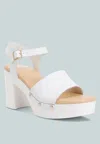Rag & Co Sawor Recycled Leather High Block Sandals In White In White