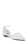 Rag & Co Seymor Faux Pearl Tie Strap Lace Flat In White