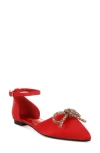 Rag & Co Simina Embellished Ankle Tie Flat In Animal Print