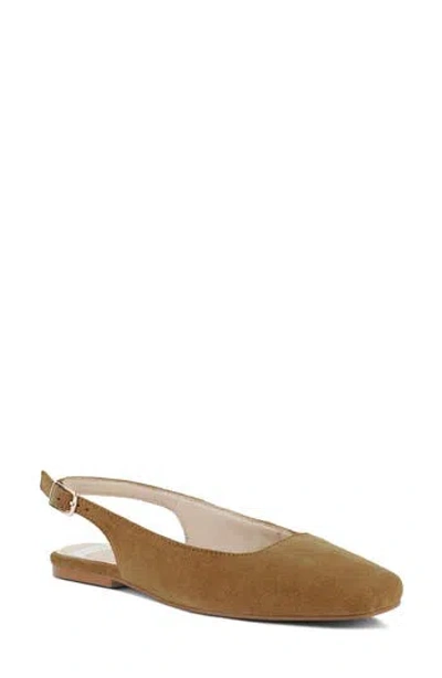 Rag & Co Women's Brown Sozani Genuine Suede Leather Slingback Flats In Tan