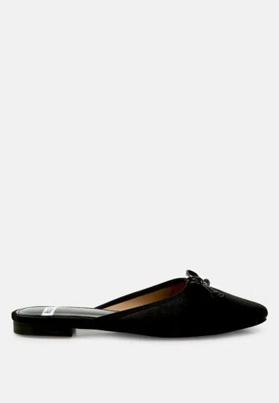 Rag & Co Taylena Satin Bow Detail Mules In Black