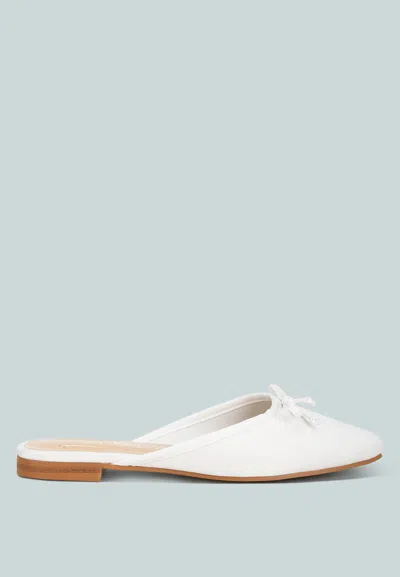 Rag & Co Taylena Satin Bow Detail Mules In White