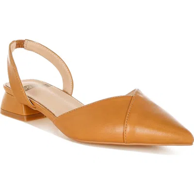 Rag & Co Women's Yellow / Orange Tijay Soft Real Leather Slingback Sandals In Tan In Yellow/orange