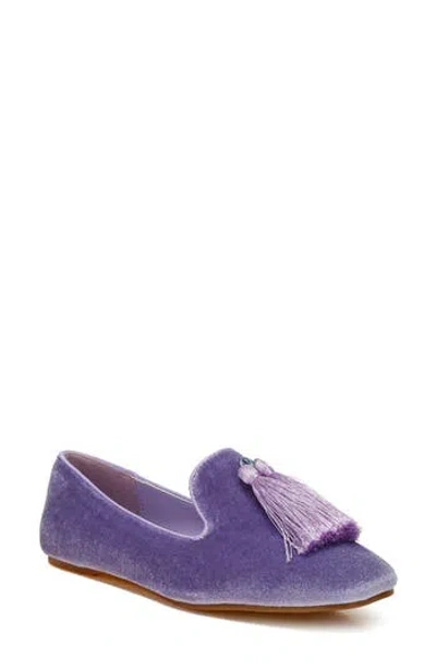 Rag & Co Tromso Tassel Detail Velvet Loafer In Lilac
