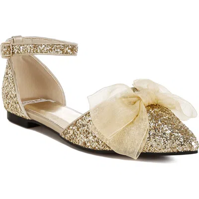 Rag & Co Valleta Bow Flat In Gold