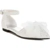 Rag & Co Women's Clarice Sheer Bow Detail Glitter Flat Sandals In White In White