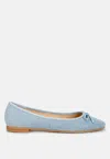 Rag & Co Vigilante Bow Detail Denim Ballerinas In Blue