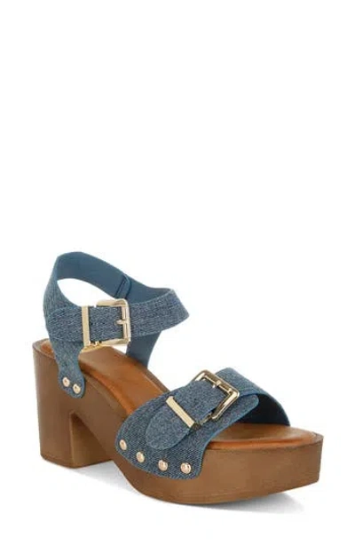 Rag & Co Women's Blue Vipasa Studded Denim Clog Sandals