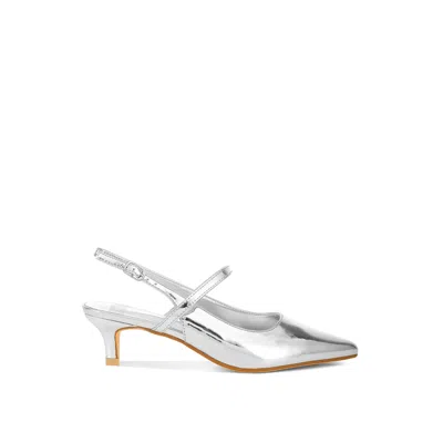 Rag & Co Women's Abloom Kitten Heel Slingback Sandals In Silver