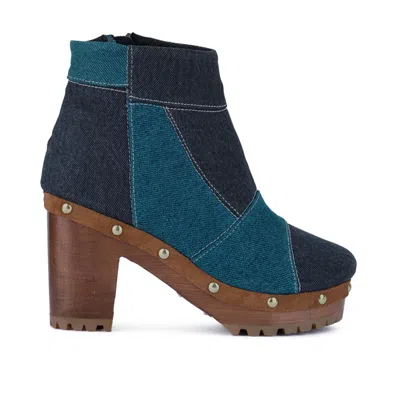 Rag & Co Women's Aguar Blue Denim Patchwork Ankle Boots
