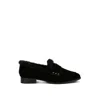 Rag & Co Allie Fur Trim Suede Loafers In Black