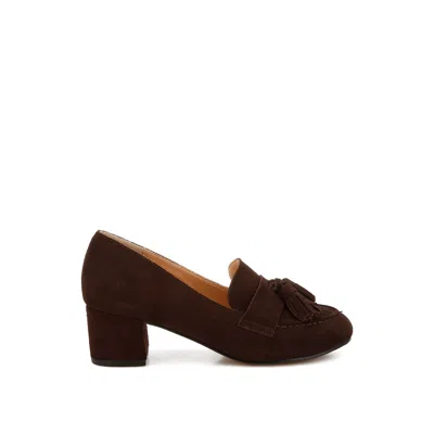 Rag & Co Women's Aloha Tassels Detail Genuine Suede Loafers In Brown