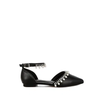 Rag & Co Women's Aouva Rhinestone & Pearl Ankle Strap Flat Sandals In Black By