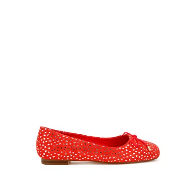 Rag & Co Women's Apollon Bow Detail Foil Print Suede Ballerinas In Red