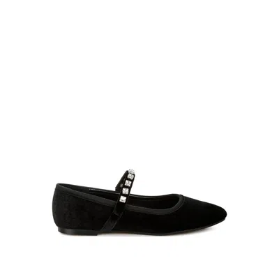 Rag & Co Women's Aralia Velvet Mary Jane Ballerinas In Black