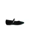 Rag & Co Women's Aralia Velvet Mary Jane Ballerinas In Green In Green