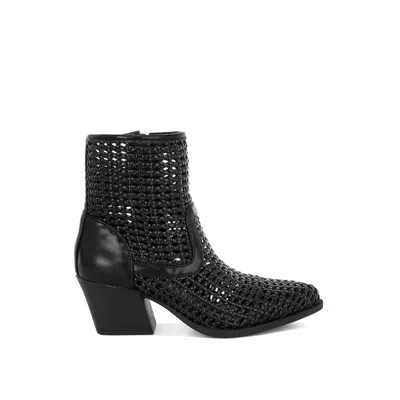 Rag & Co Women's Artisole Woven Pleather Block Heel Boots In Black