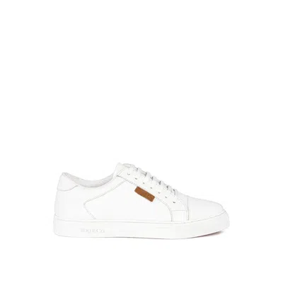 Rag & Co Women's Ashford White Fine Leather Handcrafted Sneakers By
