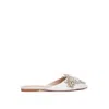 Rag & Co Astre Pearl Embellished Shimmer Mules In White In White