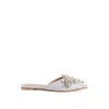 Rag & Co Astre Embellished Delicate Pearl Mules In White In Silver