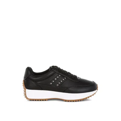 Rag & Co Women's Athion Studded Real Leather Sneakers In Black