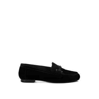 Rag & Co Women's Awen Monochromatic Horsebit Real Suede Loafers In Black By
