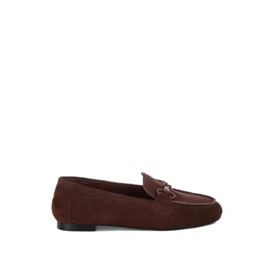 Rag & Co Women's Awen Monochromatic Horsebit Real Suede Loafers In Brown By