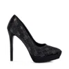 Rag & Co Ballard Black Monogram Satin Stiletto Pumps In Black