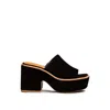 Rag & Co Women's Bardot Black Fine Suede Handcrafted Platform Slides By  In Black
