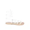 RAG & CO WOMEN'S BAXEA HANDCRAFTED WHITE TIE UP STRING FLATS