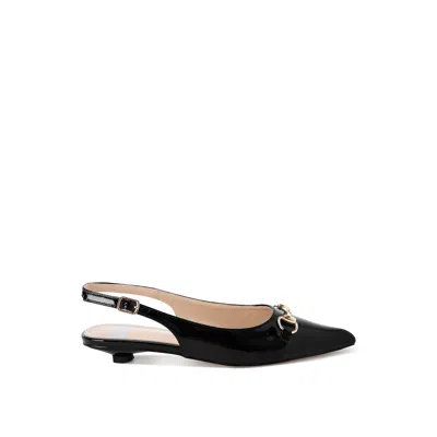 Rag & Co Women's Bell Flower Classic Horsebit Detail Slingback Heels In Black Petent By