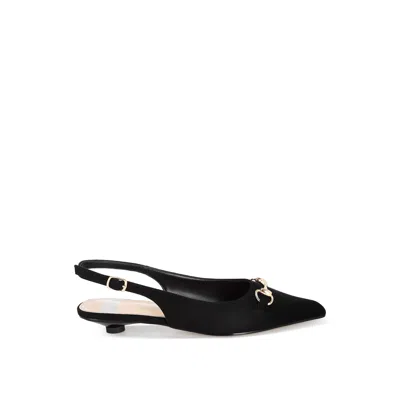 Rag & Co Women's Bell Flower Classic Horsebit Detail Slingback Heels In Black Suede By