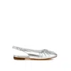 Rag & Co Women's Berni Metallic Square Toe Flat Slingbacks In Silver In Silver