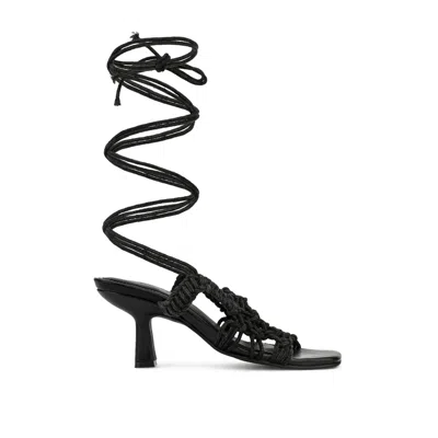 Rag & Co Women's Beroe Black Braided Handcrafted Lace Up Sandal