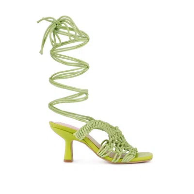 Rag & Co Beroe Green Braided Handcrafted Lace Up Sandal